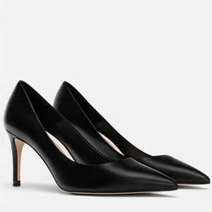 🩵 ZARA Black Leather High Heel Pumps